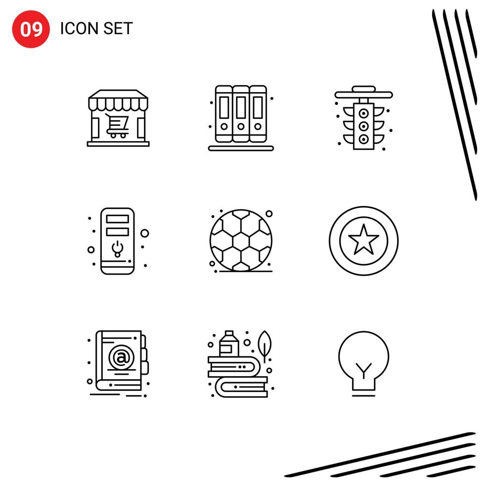 Modern Set of 9 Outlines Pictograph of achievement back to school life education cpu Editable Vector Design Elements