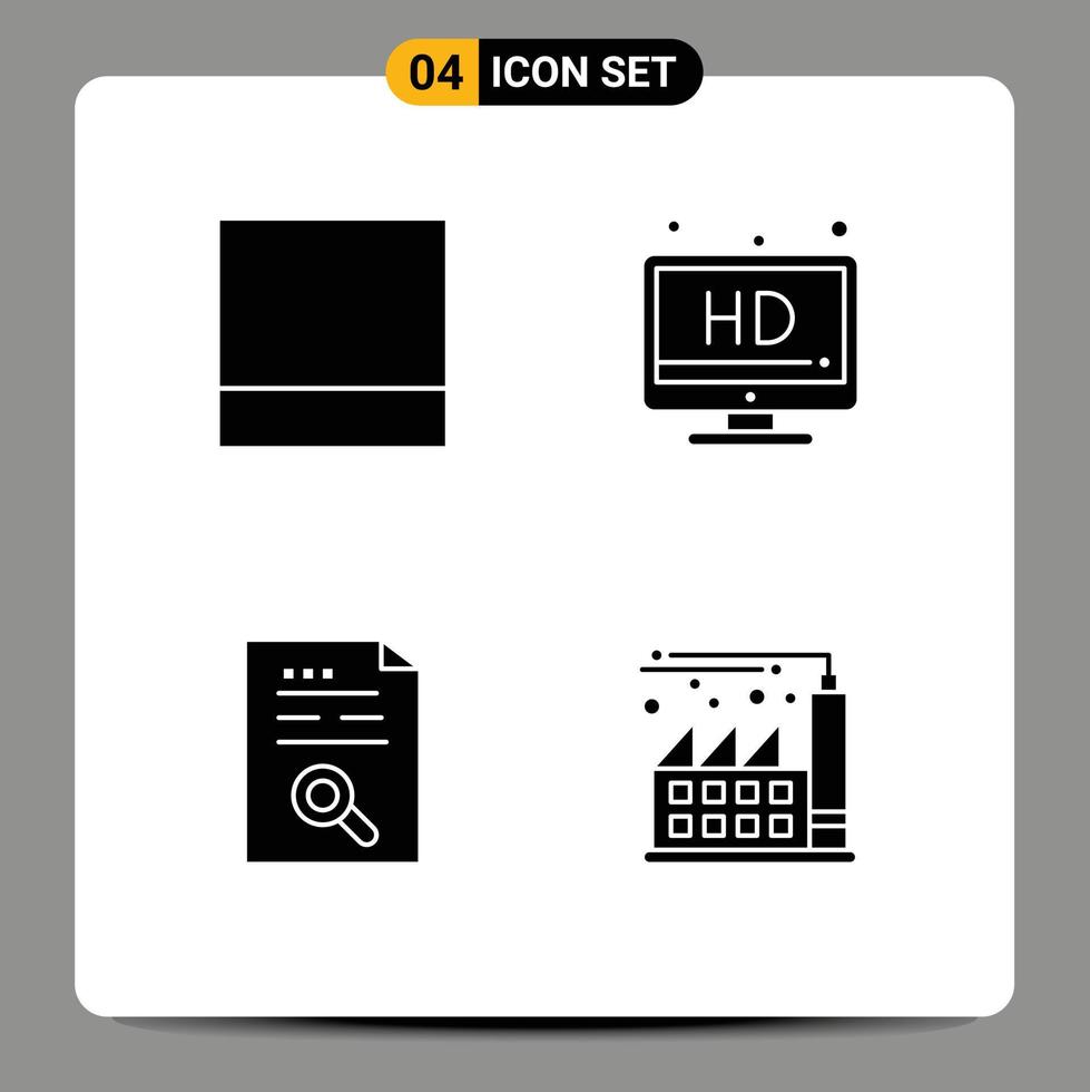 Pack of 4 creative Solid Glyphs of grid find screen data factory Editable Vector Design Elements