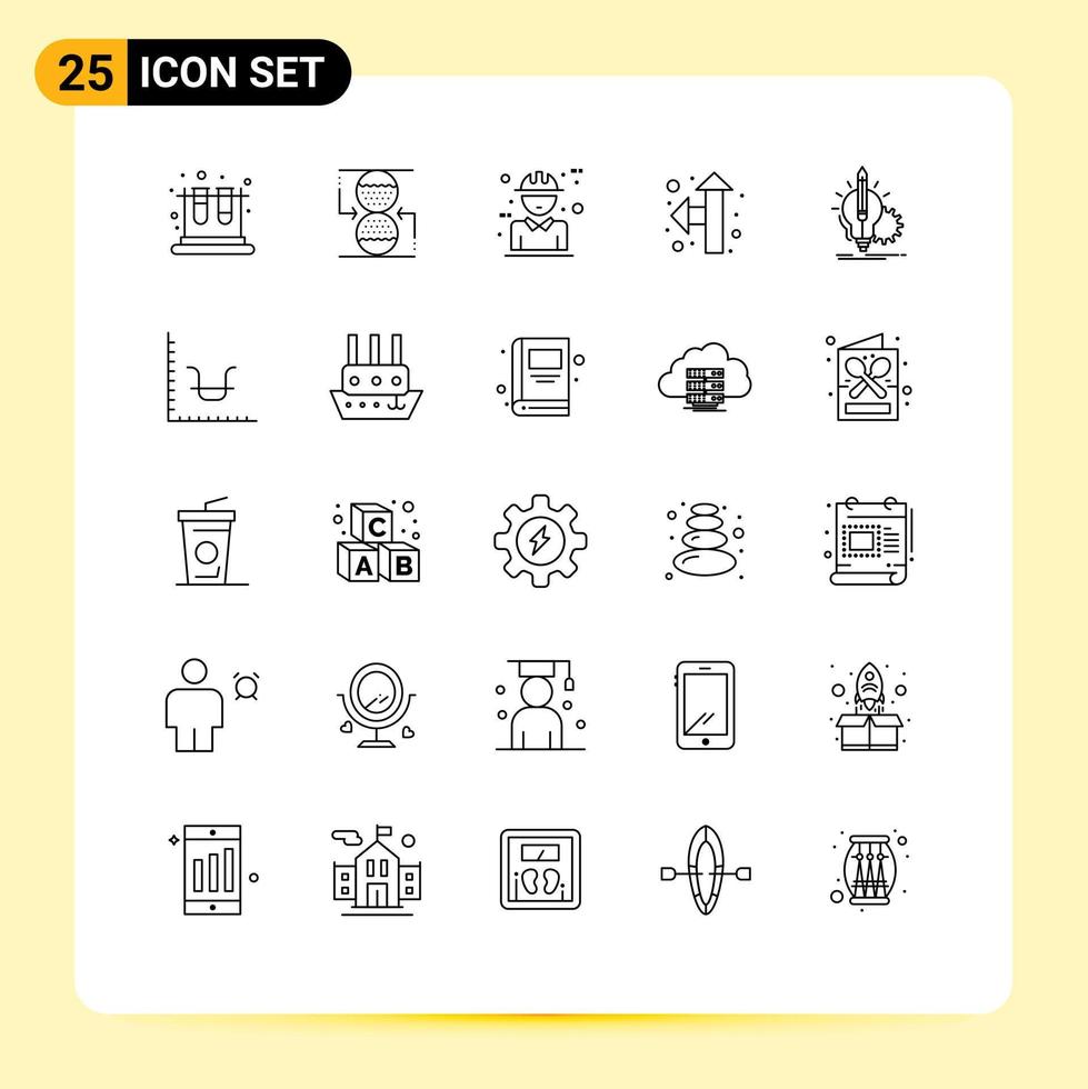 25 Universal Lines Set for Web and Mobile Applications insight up left architecture pointer design Editable Vector Design Elements