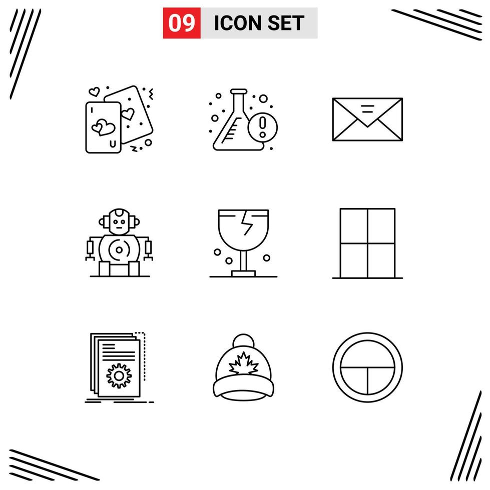 9 iconos creativos signos y símbolos modernos de precaución robótica información mensaje cnc elementos de diseño vectorial editables vector