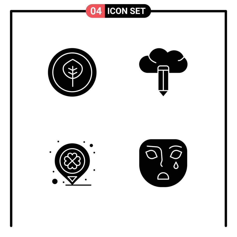 Stock Vector Icon Pack of 4 Line Signs and Symbols for bio marker cloud day face Editable Vector Design Elements
