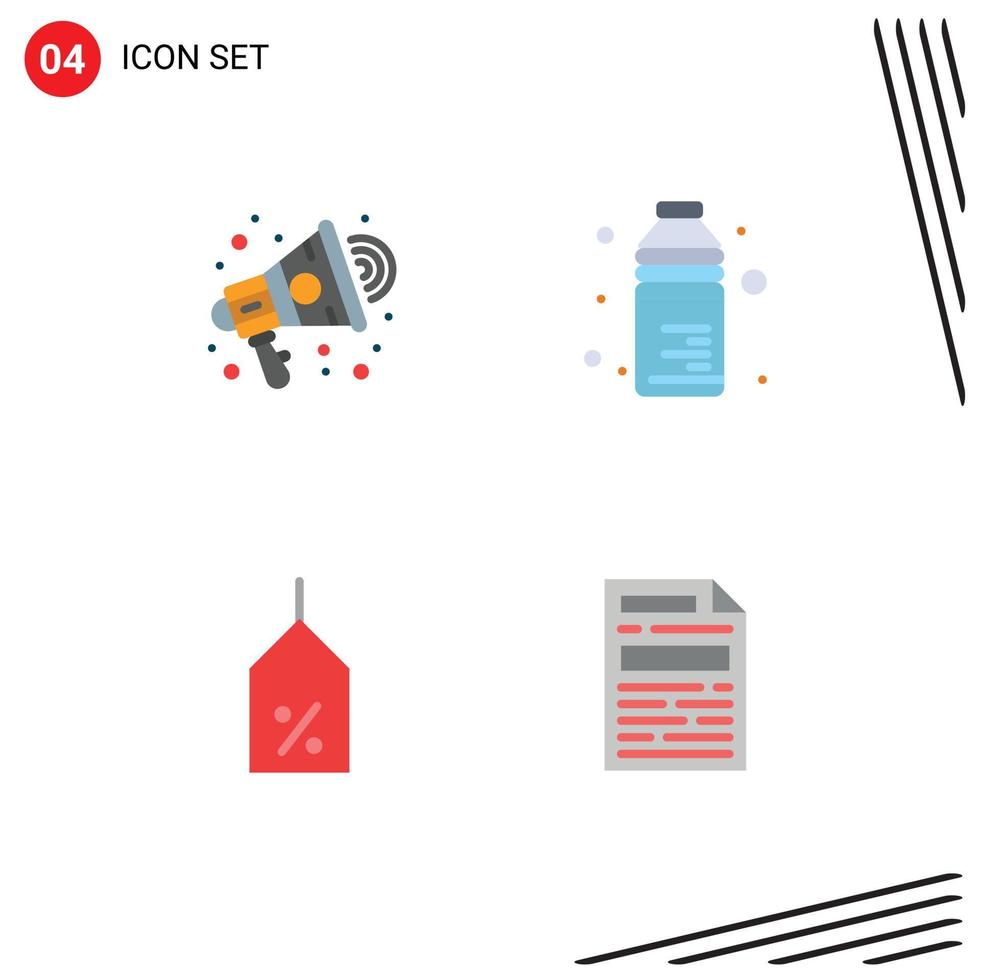 Editable Vector Line Pack of 4 Simple Flat Icons of ads label speaker food logistic Editable Vector Design Elements