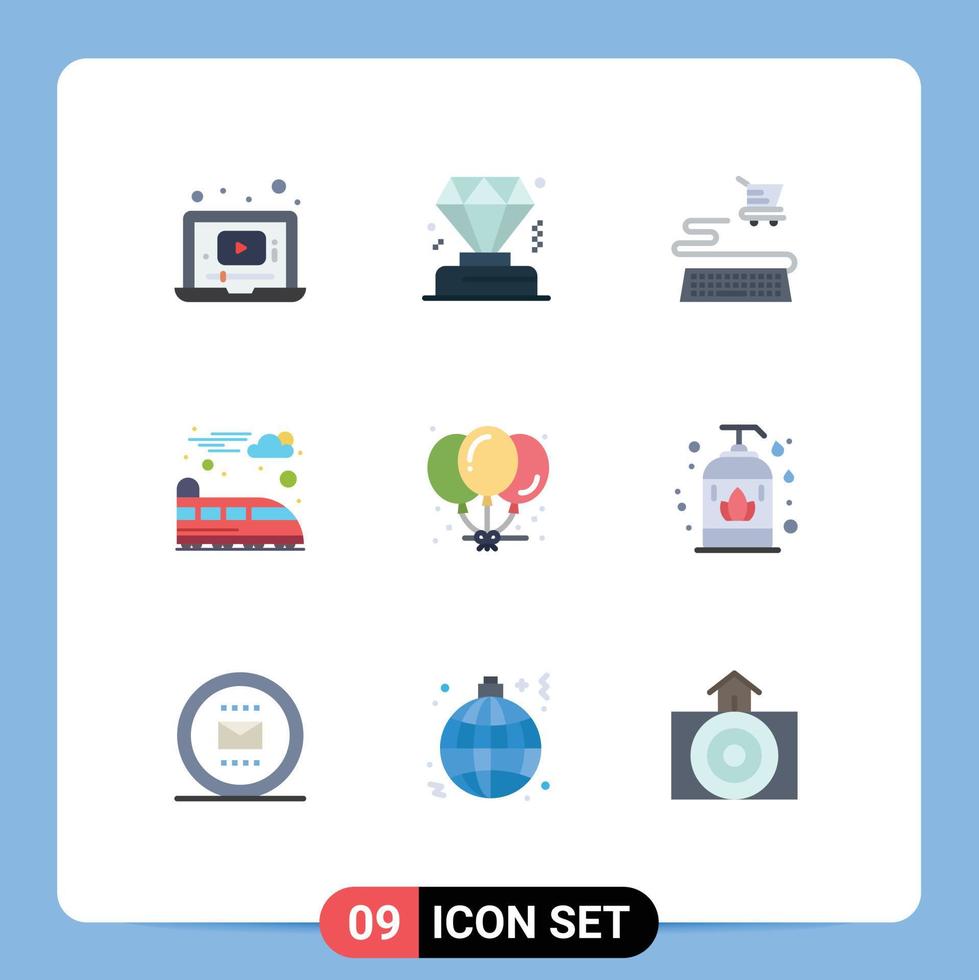 9 Flat Color concept for Websites Mobile and Apps liquid celebration online birthday train Editable Vector Design Elements