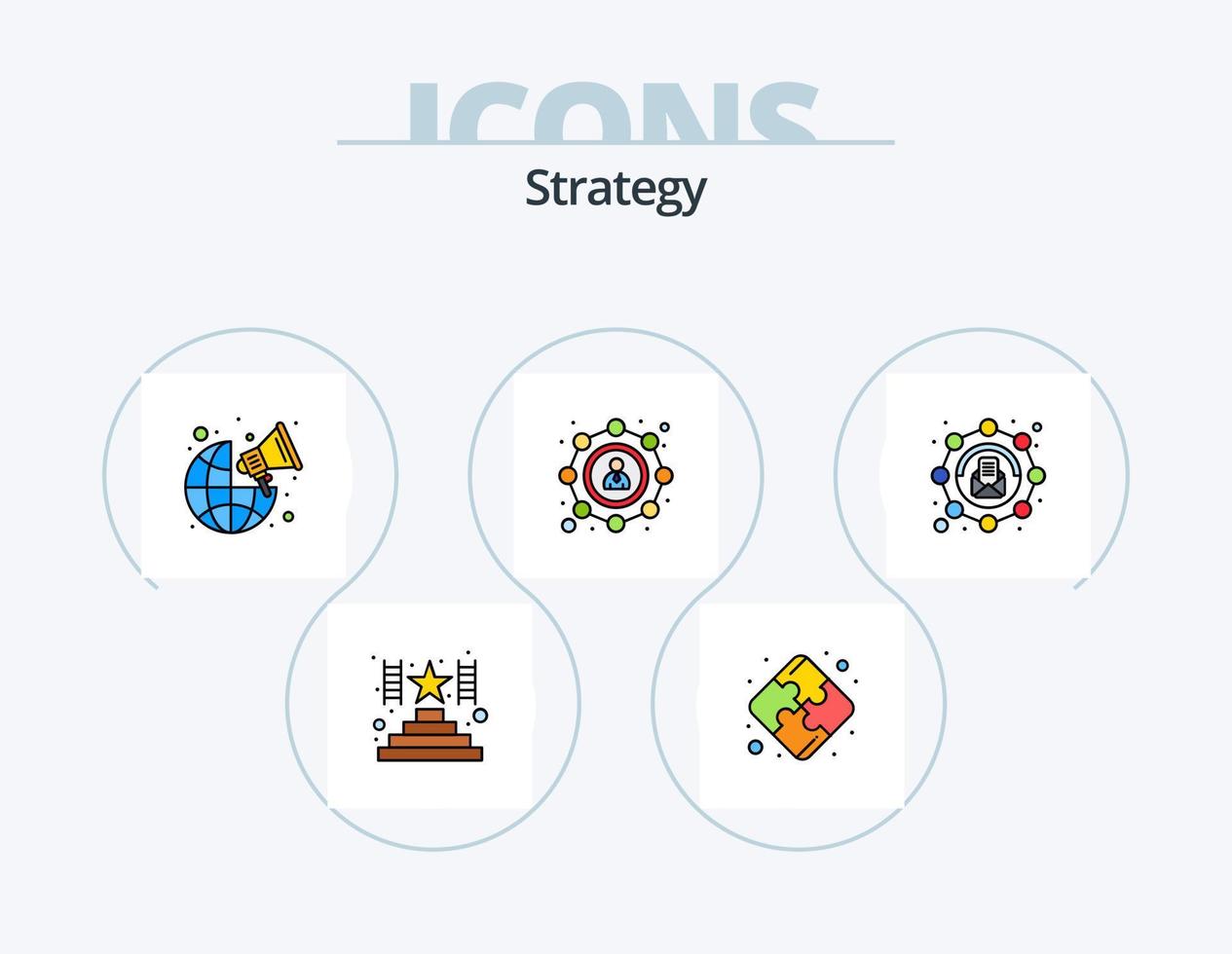 paquete de iconos llenos de línea de estrategia 5 diseño de iconos. ajustes. global. navegador. engranaje. éxito vector