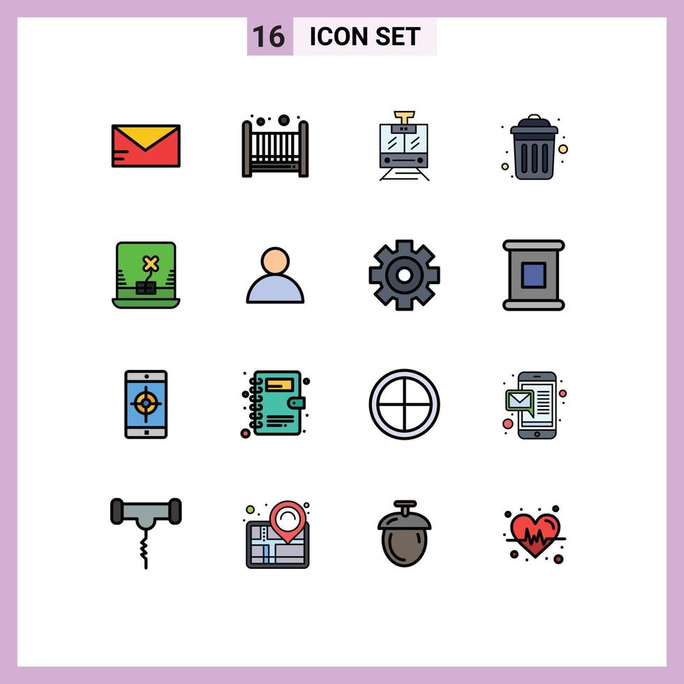 Mobile Interface Flat Color Filled Line Set of 16 Pictograms of account computer service laptop public Editable Creative Vector Design Elements