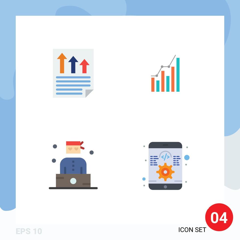 Modern Set of 4 Flat Icons Pictograph of arrows marketing page analytics trends Editable Vector Design Elements