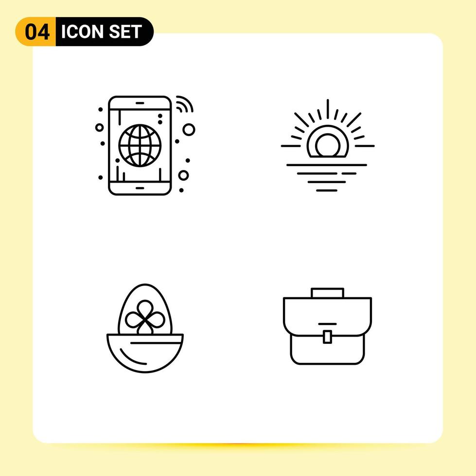 Stock Vector Icon Pack of 4 Line Signs and Symbols for app easter phone weather food Editable Vector Design Elements