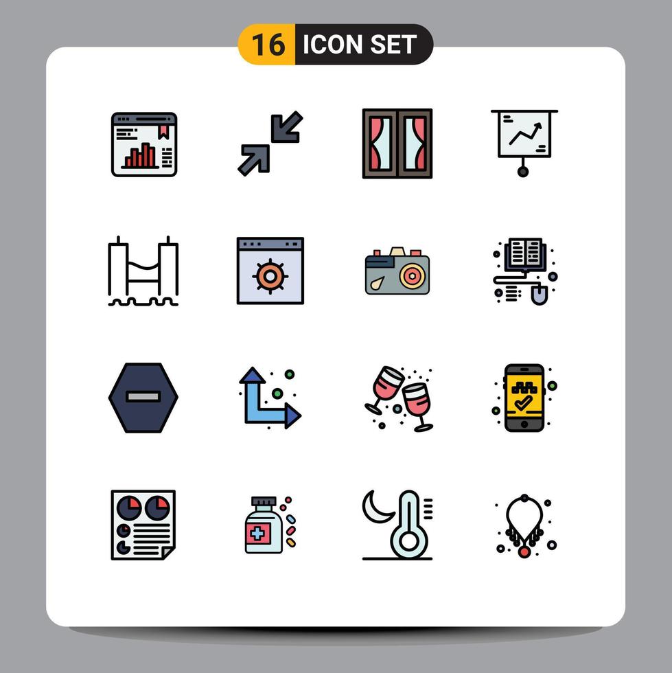 16 Creative Icons Modern Signs and Symbols of bridge marketing frame finance business Editable Creative Vector Design Elements
