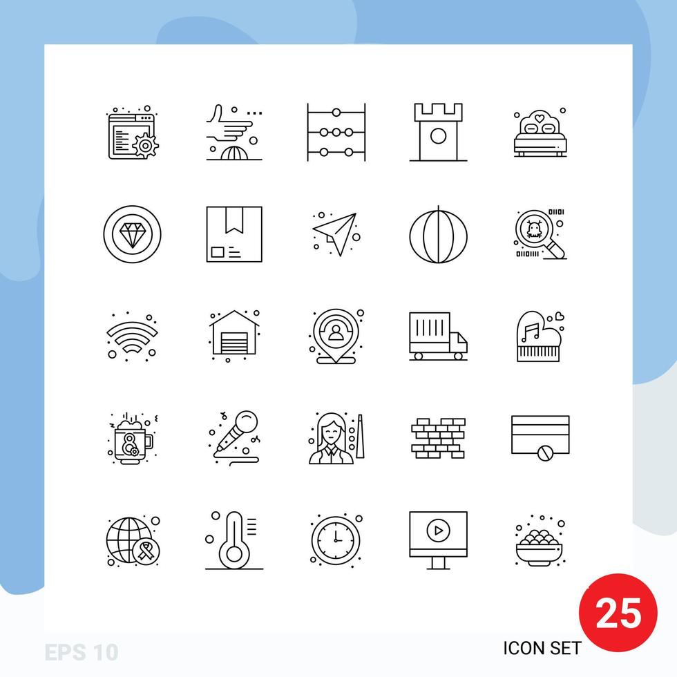 Universal Icon Symbols Group of 25 Modern Lines of love historic abacus hills castle Editable Vector Design Elements