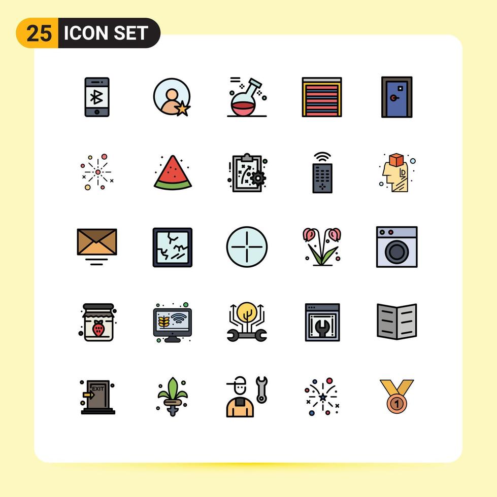 Universal Icon Symbols Group of 25 Modern Filled line Flat Colors of buildings house element construction door Editable Vector Design Elements