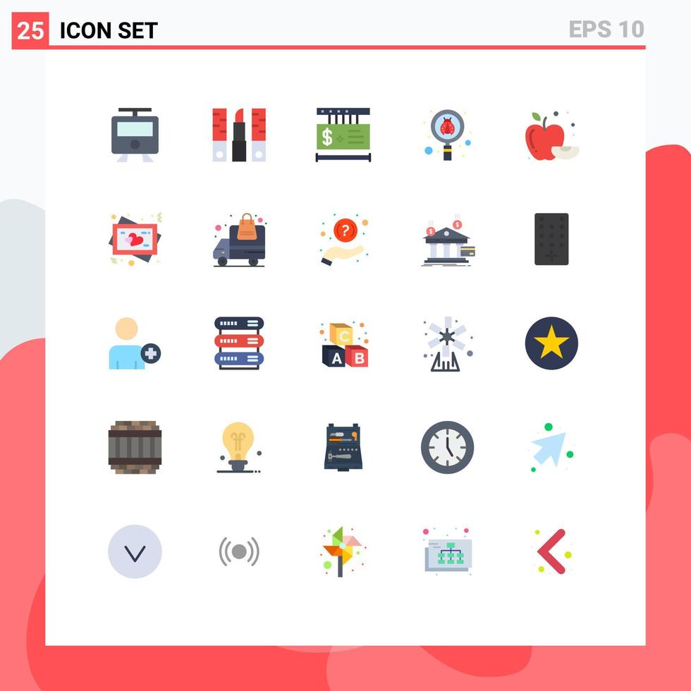 25 Universal Flat Colors Set for Web and Mobile Applications apple search makeup scan shopping Editable Vector Design Elements