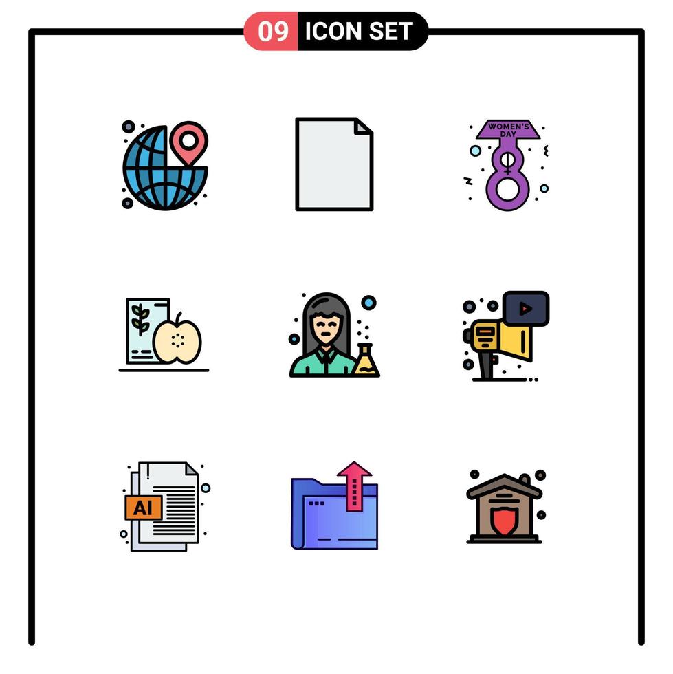 9 Creative Icons Modern Signs and Symbols of female healthy eight march fruits diet Editable Vector Design Elements