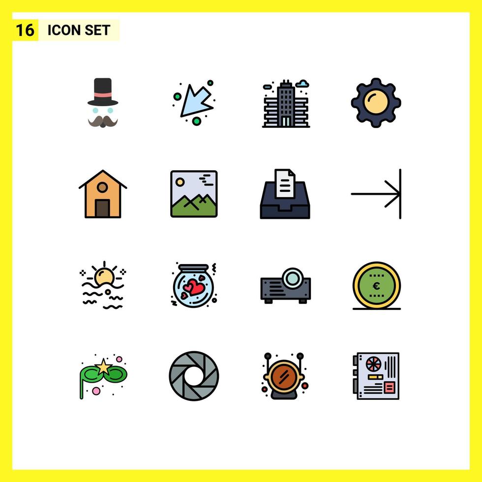 16 User Interface Flat Color Filled Line Pack of modern Signs and Symbols of home makeup city interior cosmetics Editable Creative Vector Design Elements