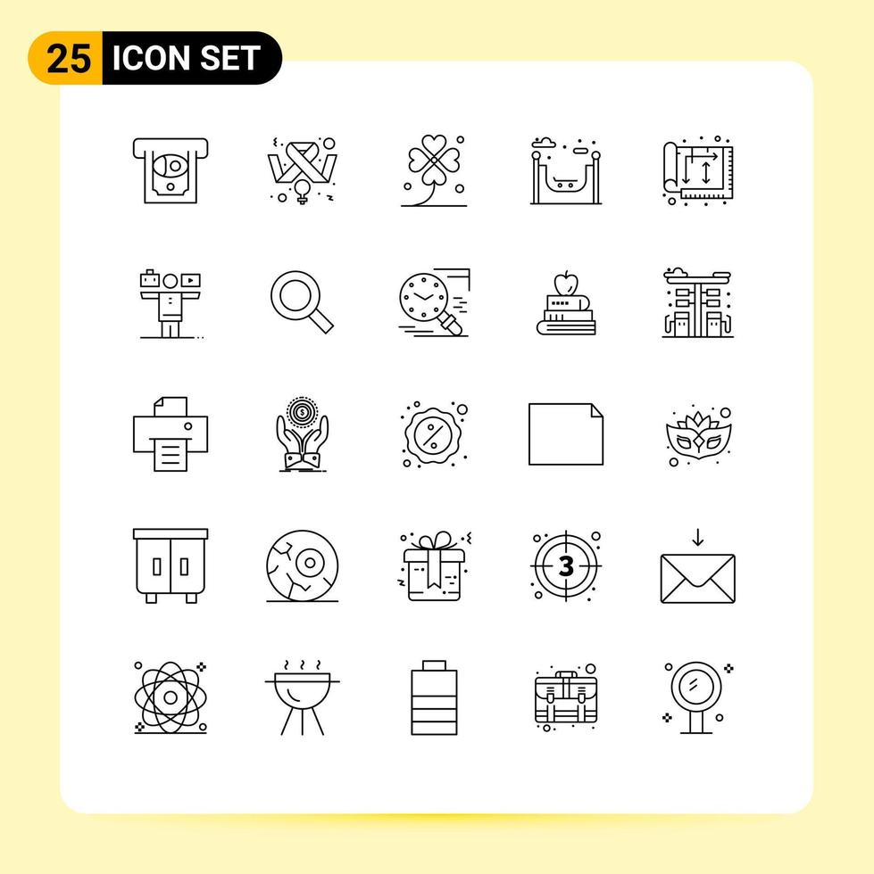 Set of 25 Modern UI Icons Symbols Signs for home architect four skate city Editable Vector Design Elements