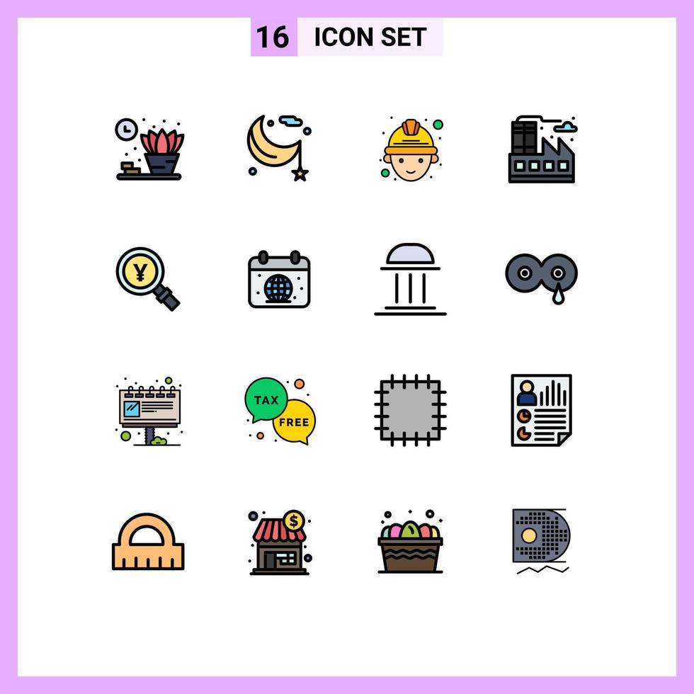 paquete de iconos de vectores de stock de 16 signos y símbolos de línea para buscar elementos de diseño de vectores creativos editables de japón trabajo yen vida