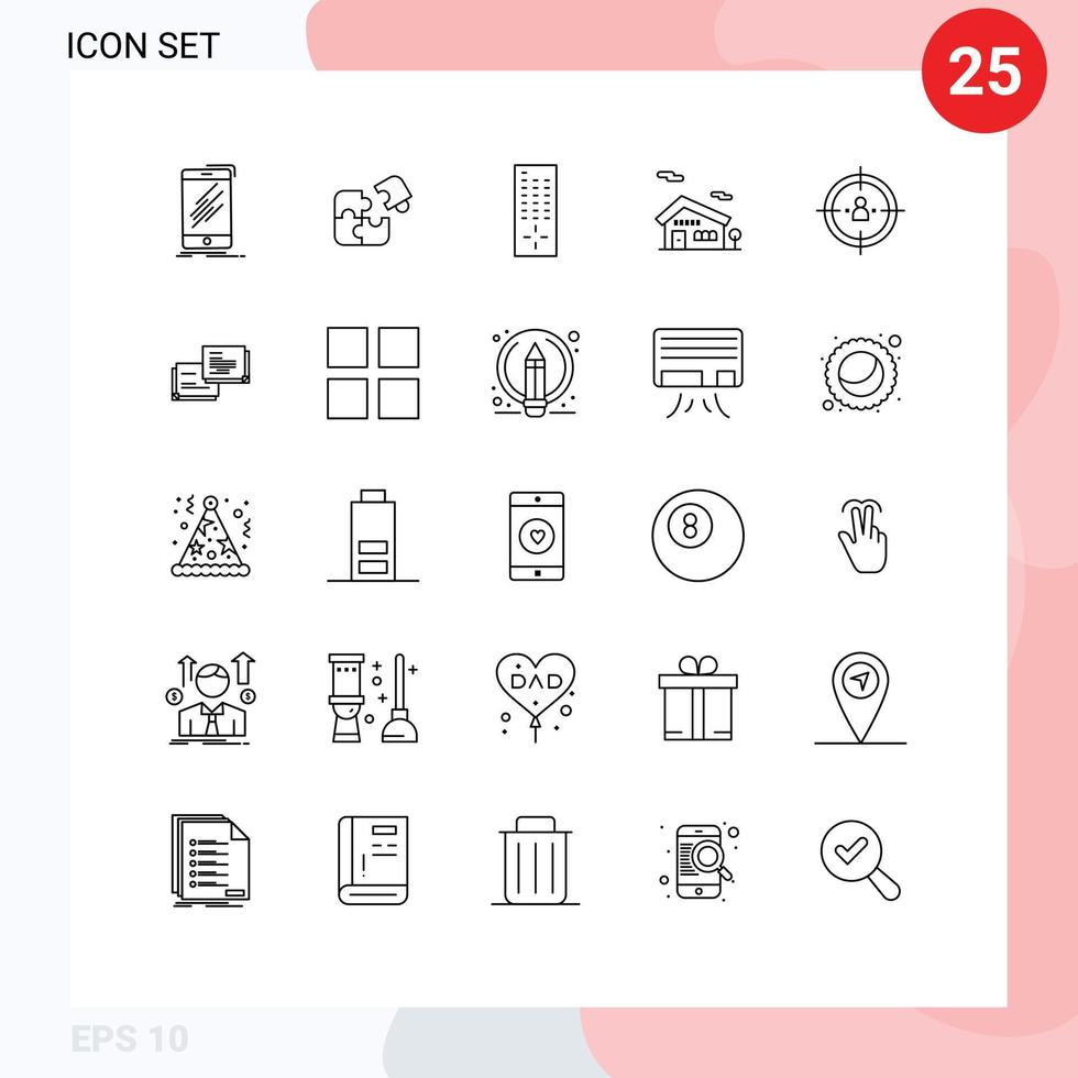 Pack of 25 creative Lines of business home match building remote Editable Vector Design Elements