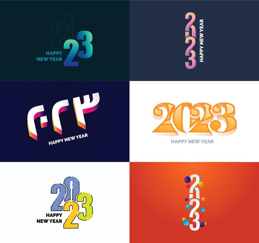 gran conjunto de 2023 feliz año nuevo diseño de texto de logotipo plantilla de diseño de número 2023 vector