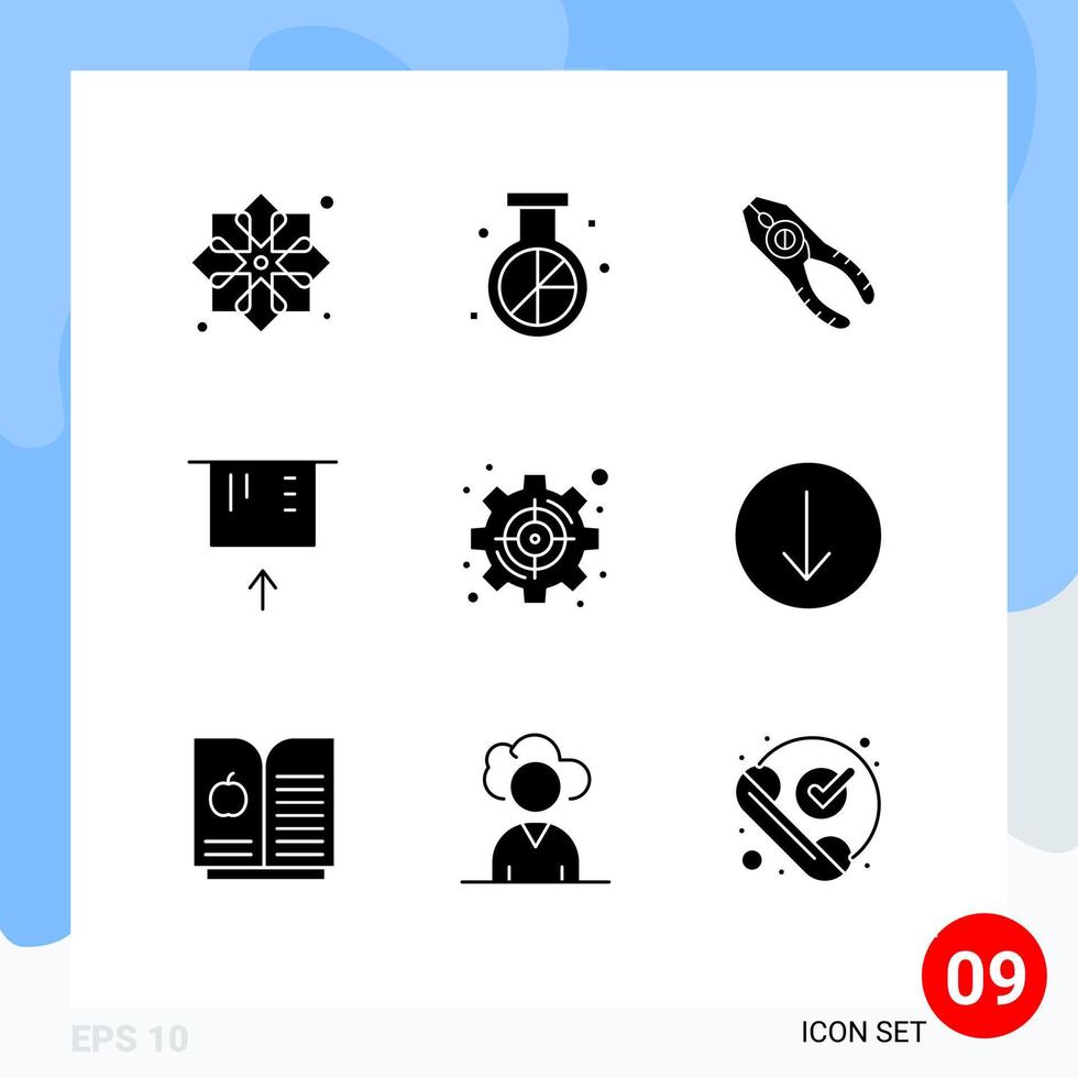 9 Thematic Vector Solid Glyphs and Editable Symbols of money atm optimization tool tongs Editable Vector Design Elements