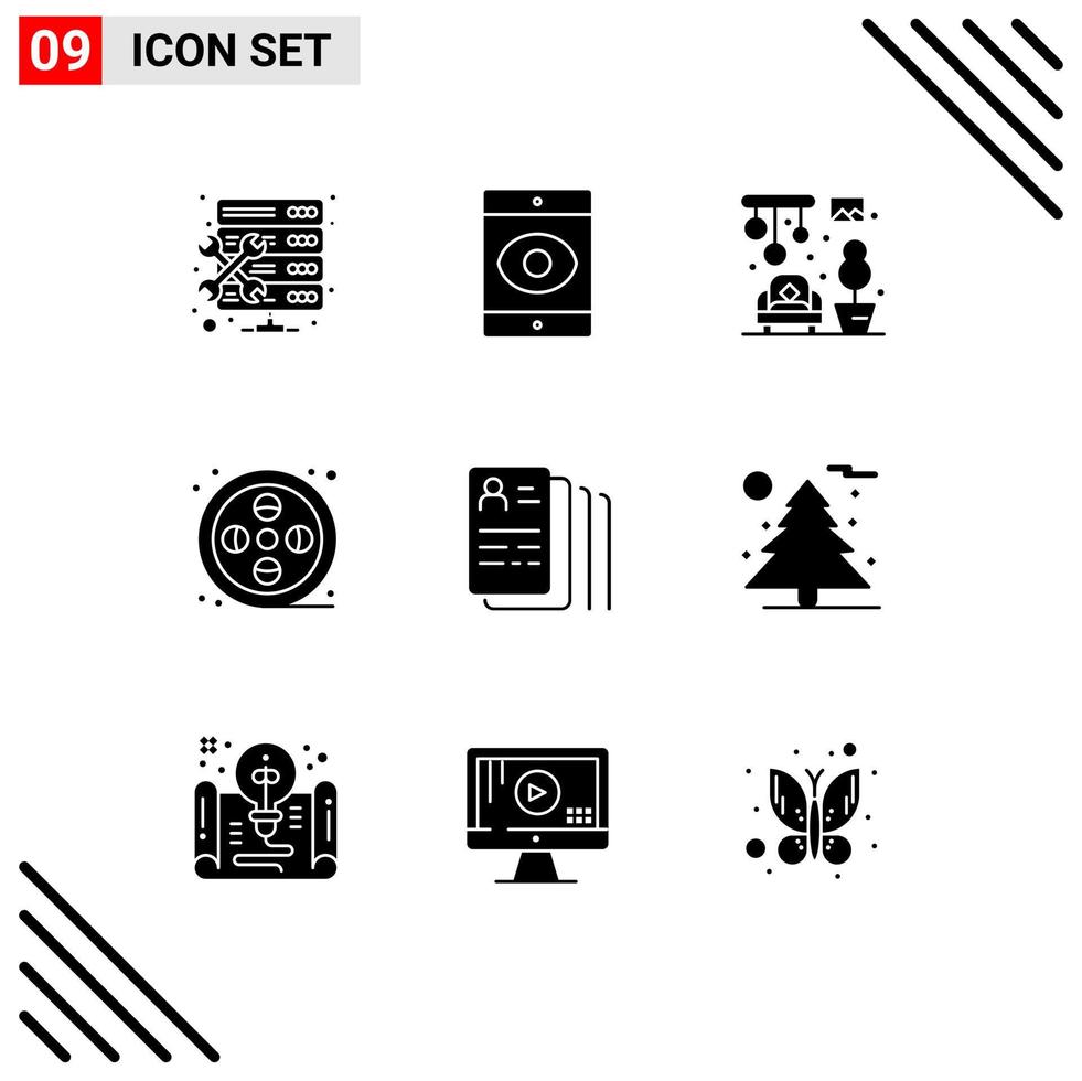 Pictogram Set of 9 Simple Solid Glyphs of search find living document arts Editable Vector Design Elements