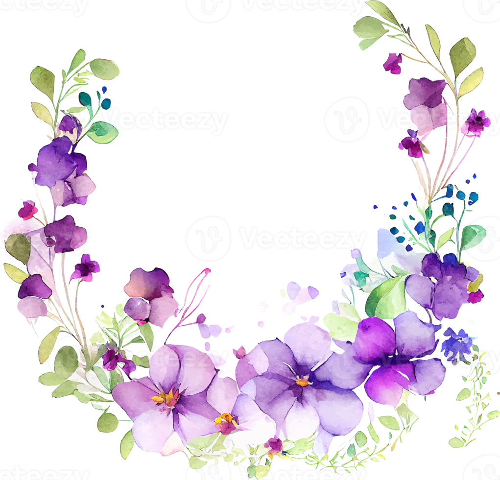 schattig waterverf kader met voorjaar bloemen png