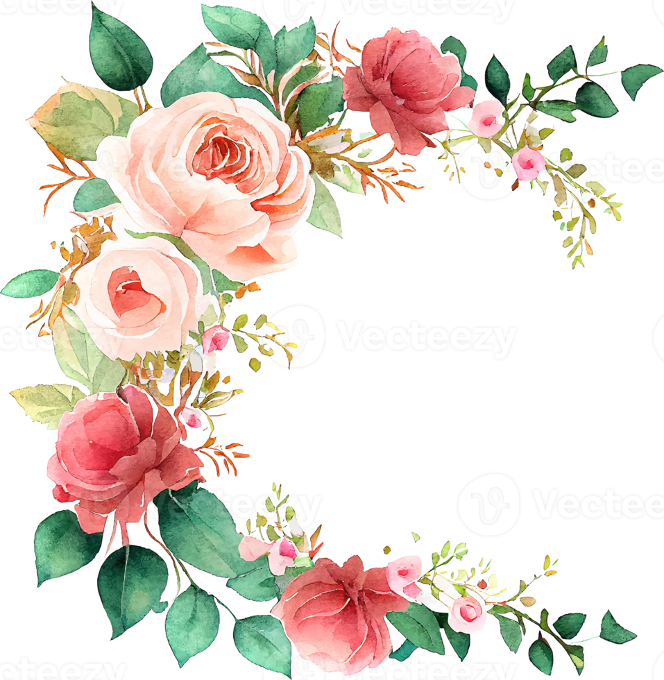 schattig waterverf kader met voorjaar bloemen png