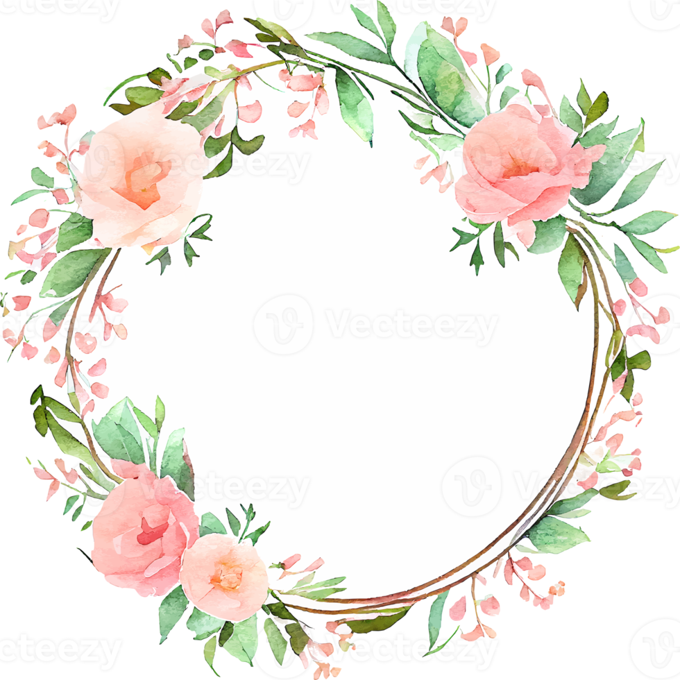 Cute watercolor frame with spring flowers png