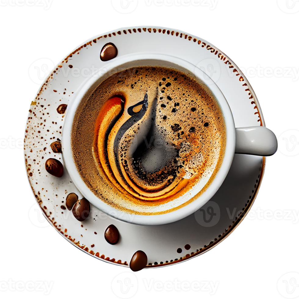 Cup of hot black coffee. Illustration Generative AI png