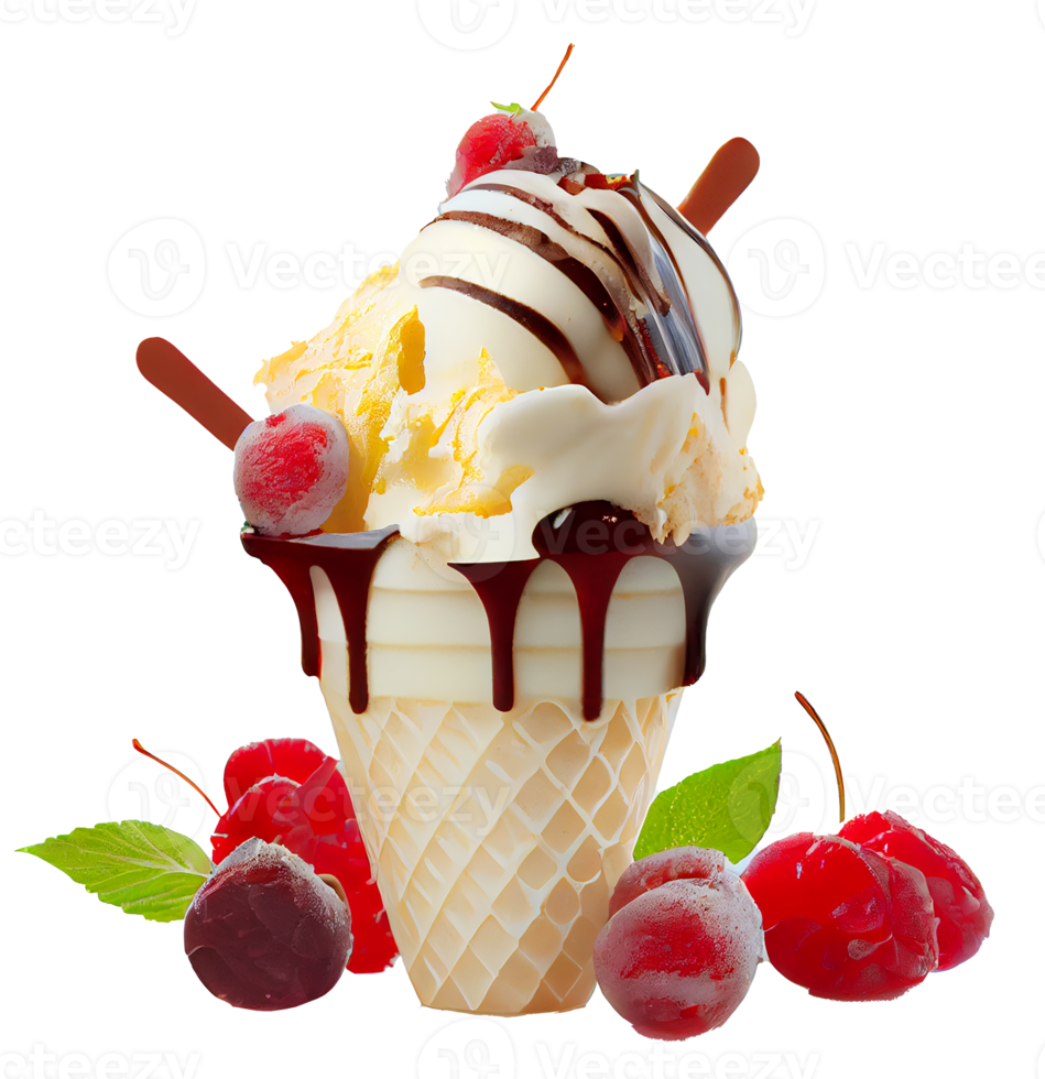 helado de fresa dulce. ai generativa png