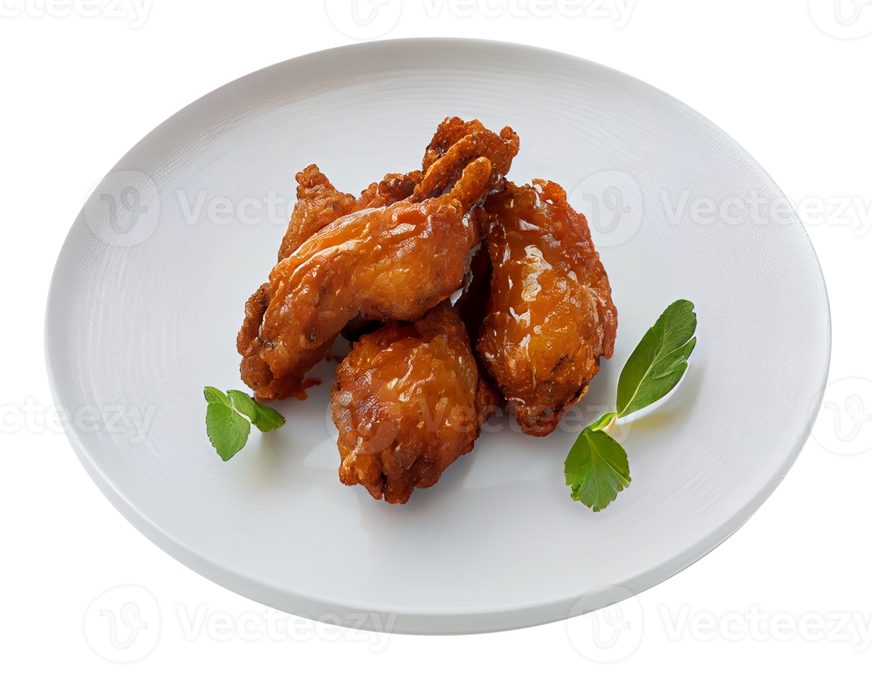 Fried Chicken Wings on a White Plate. Illustration Generative AI png