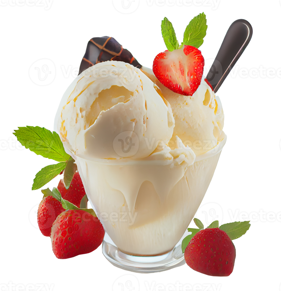 helado de fresa dulce. ai generativa png