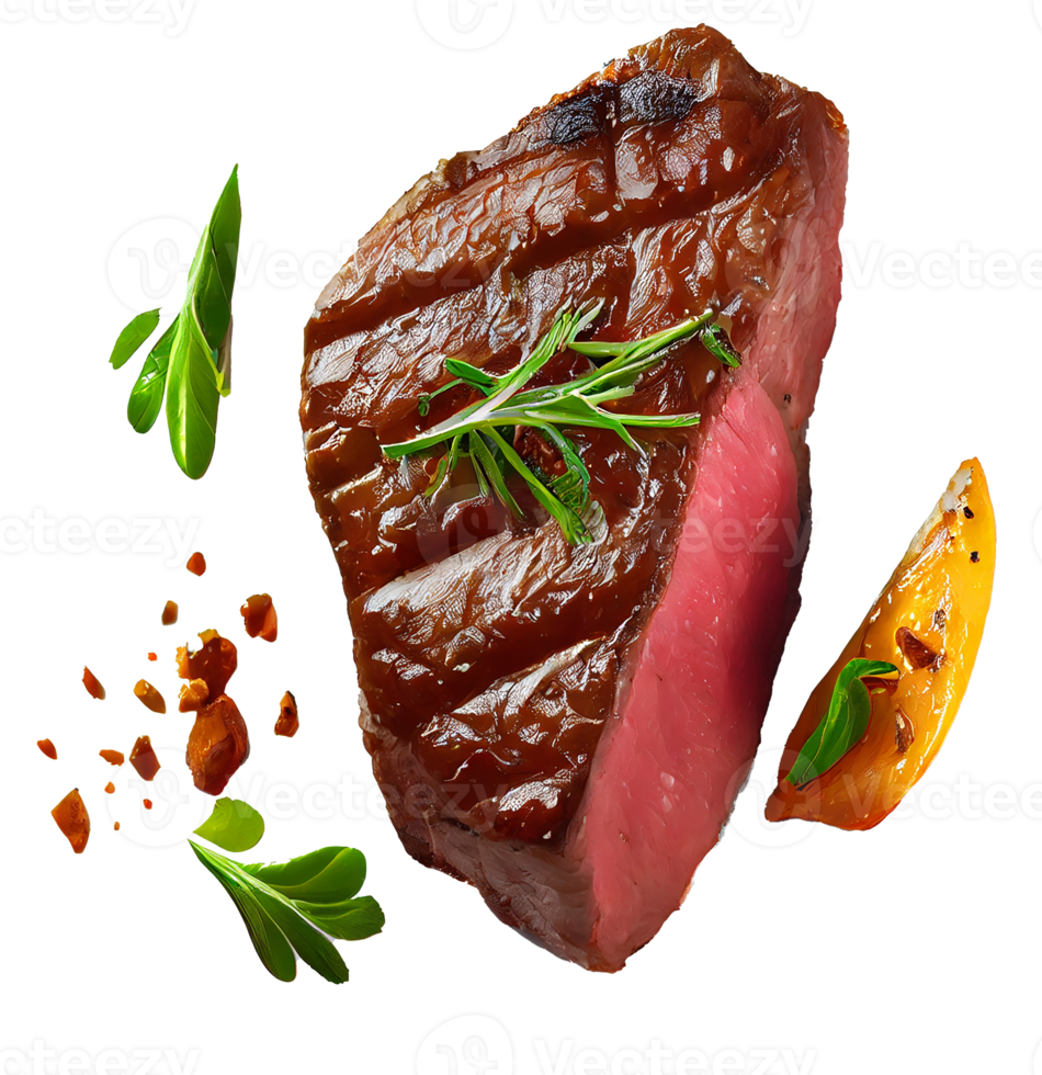 delicioso bistec de ternera caliente. ilustración generativa ai png