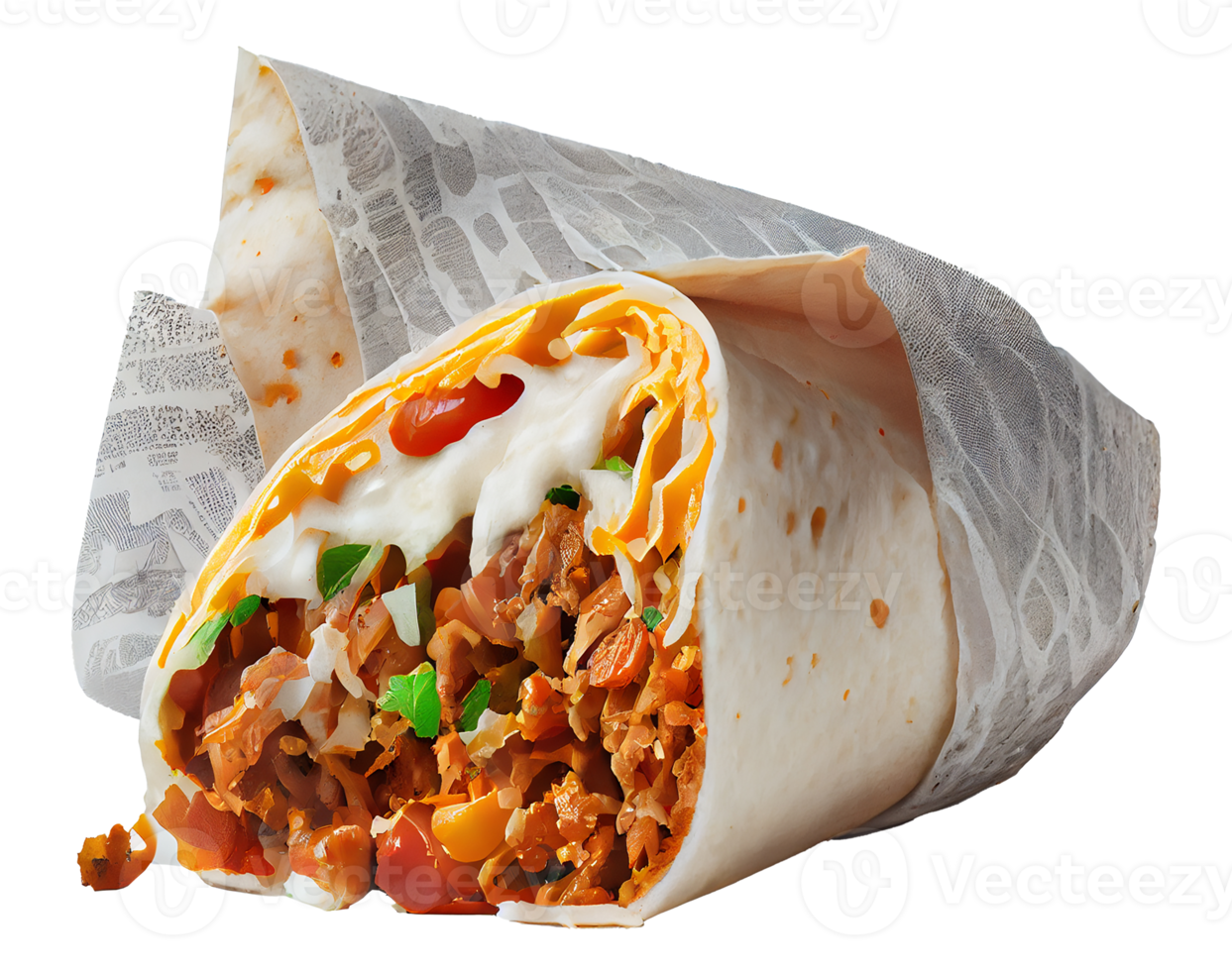 Kebab with Lamb and Vegetables in Pita Bread. Generative AI png