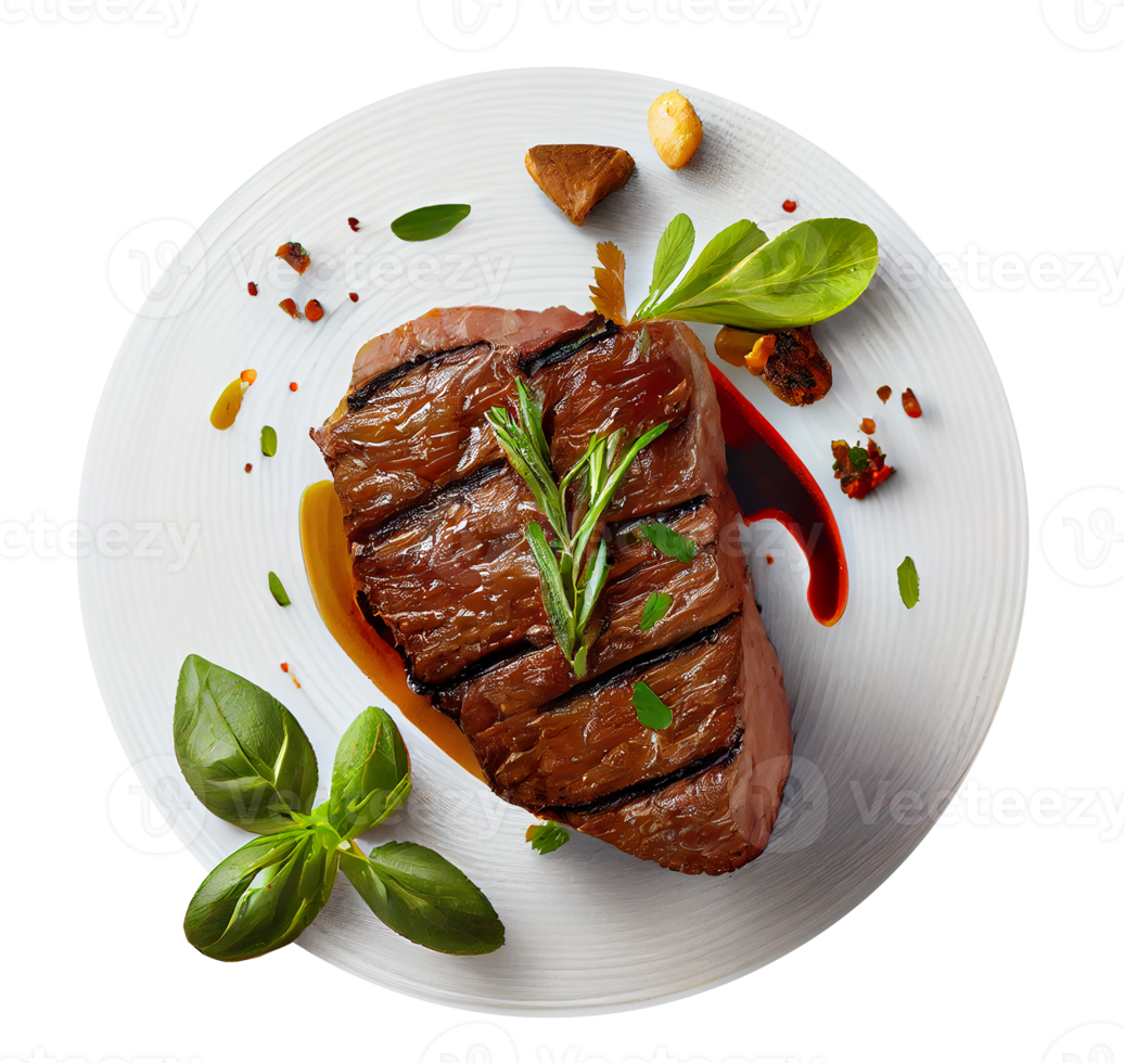 Delicious Hot Beef Steak. Illustration Generative AI png