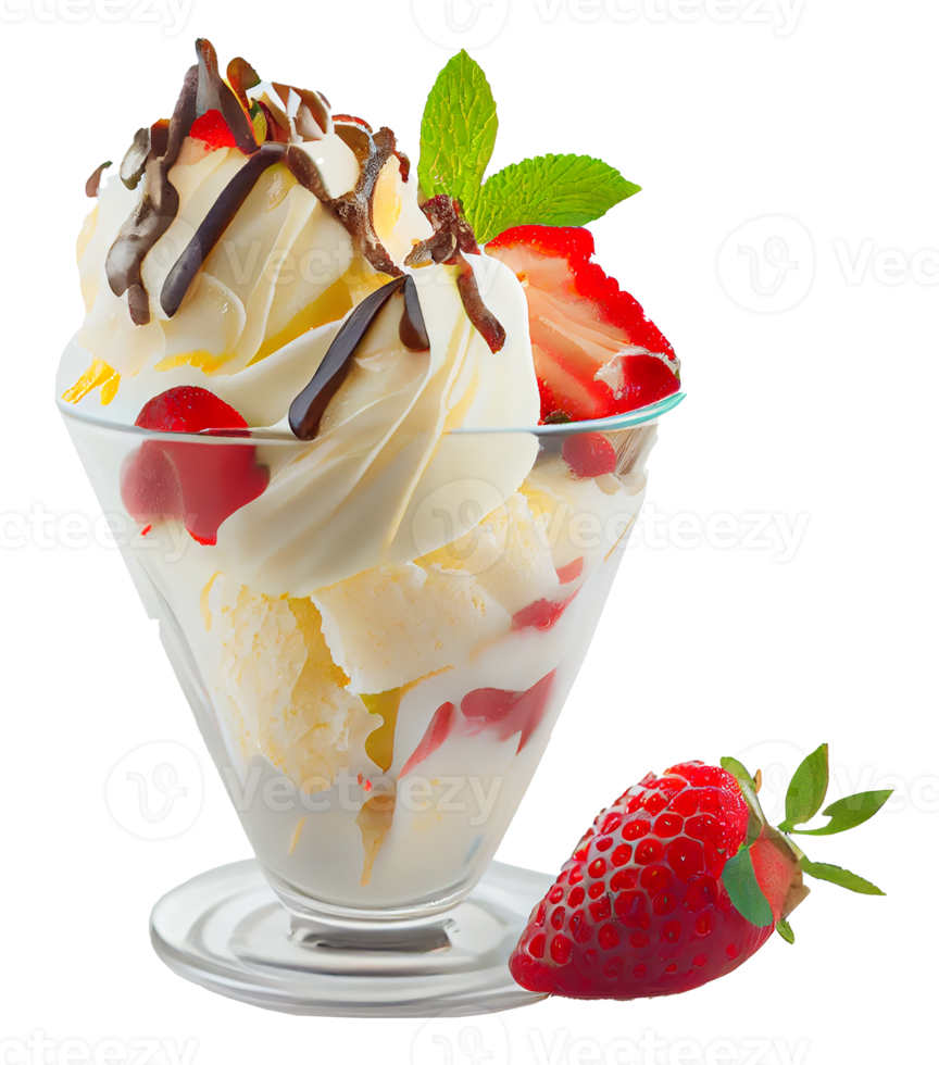 Sweet Strawberry Ice Cream. Generative AI png