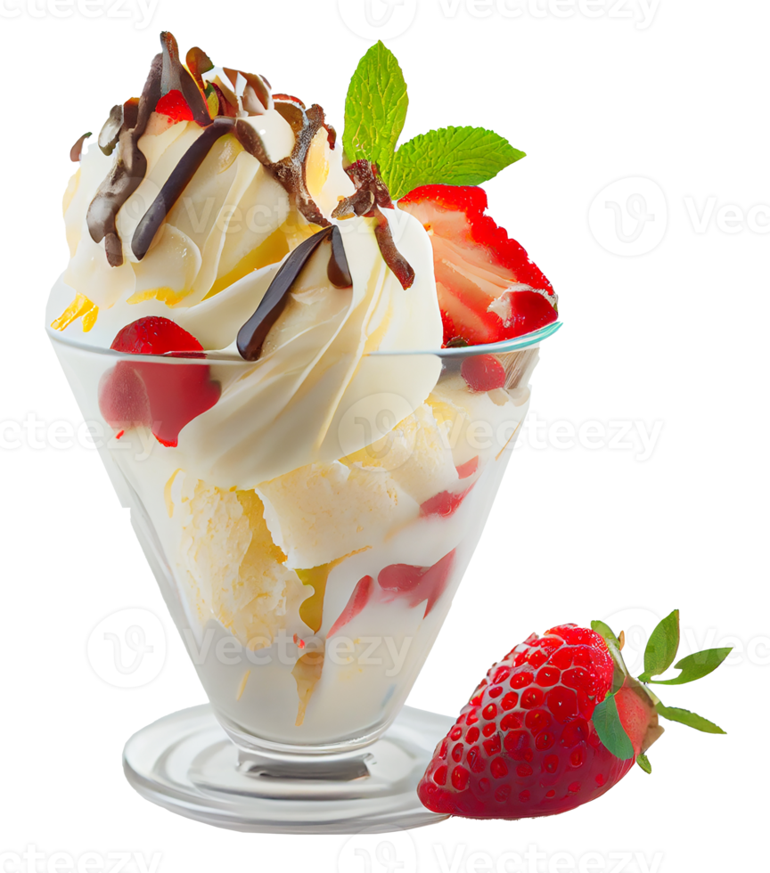 helado de fresa dulce. ai generativa png