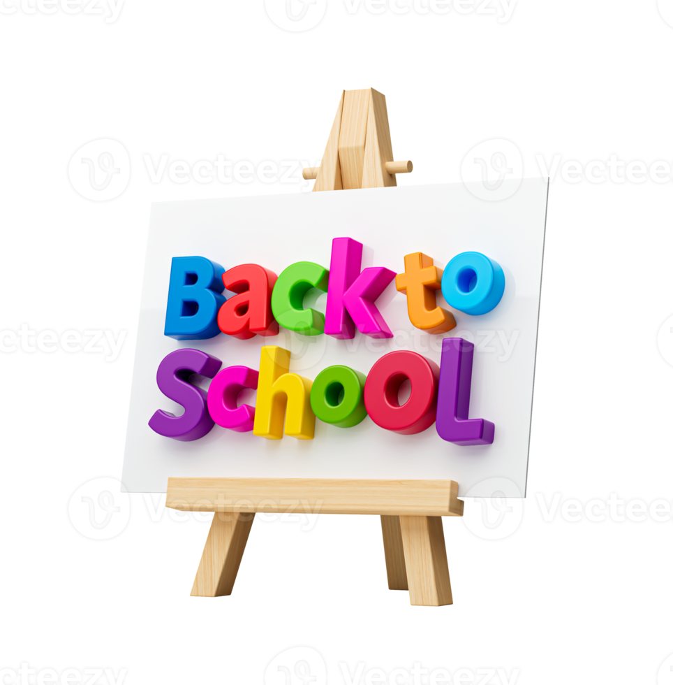 Back to school design with chalk board and typography lettering 3d illustration png