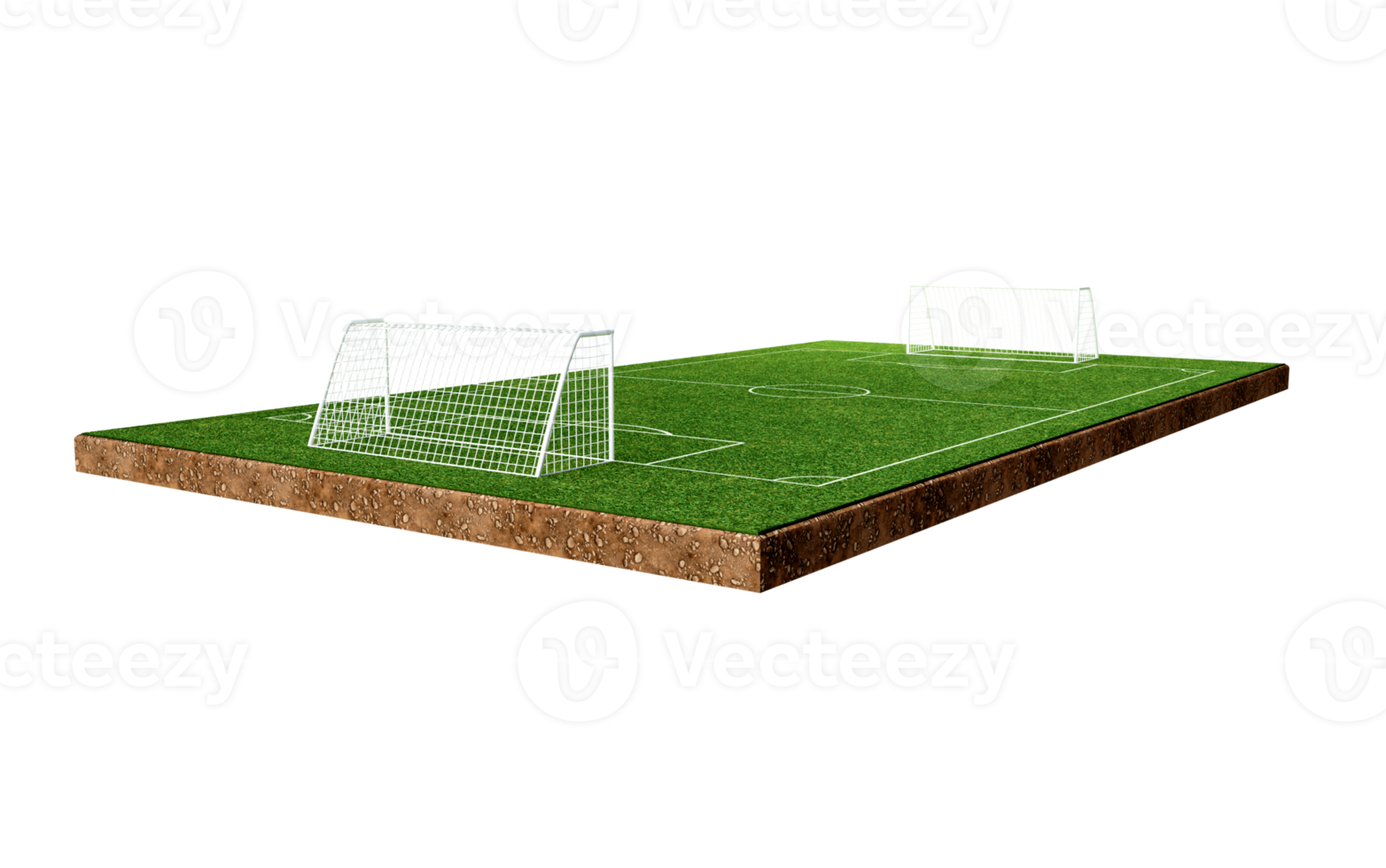 Football Soccer Field and Soccer Ball, Green Grass, Realistic, 3D illustration png