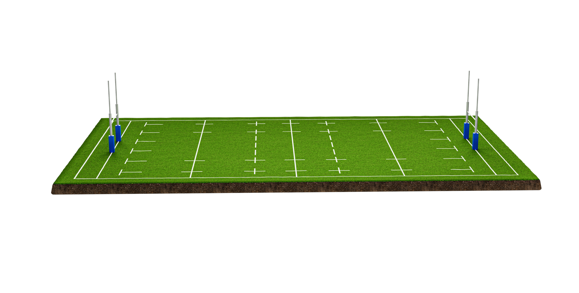 vista frontal del estadio de rugby o sección transversal del campo de