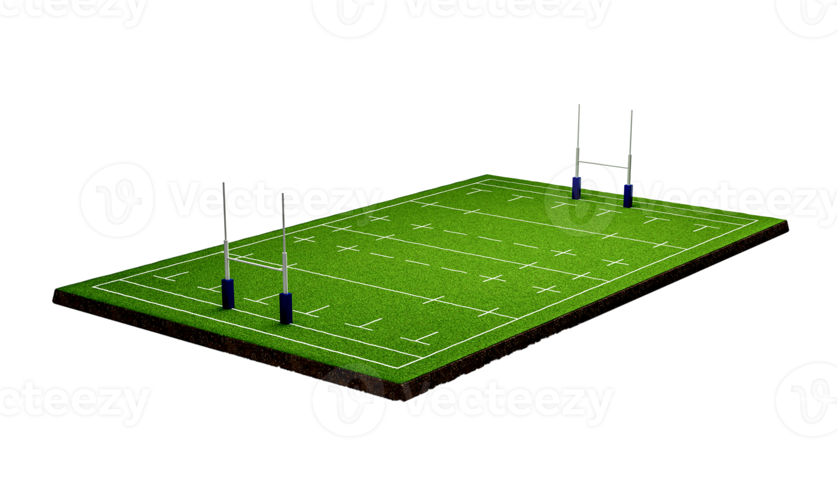 American football field Ground cross section with green Rugby stadium grass field 3d illustration png