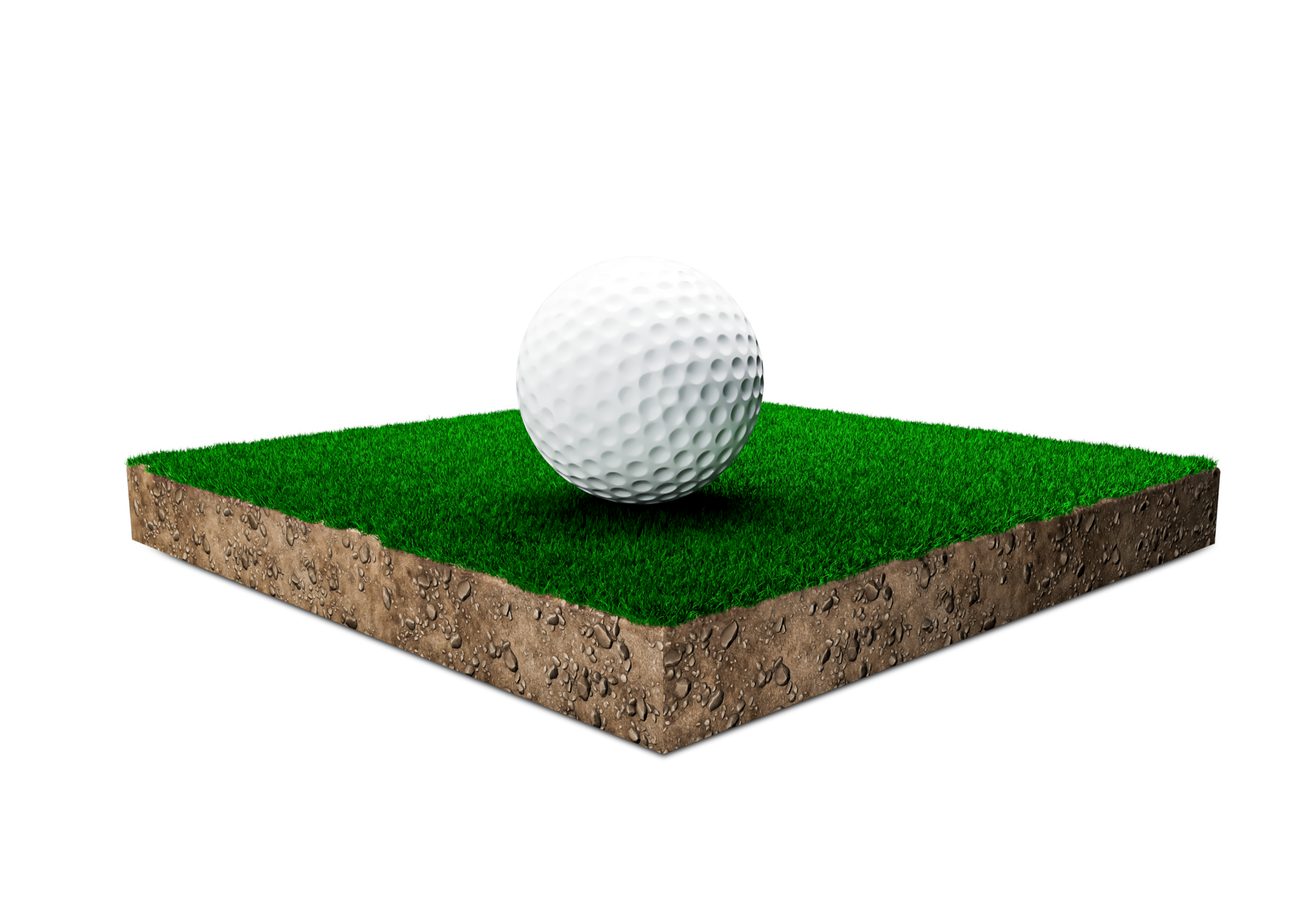Golf course grass geological cross section of the soil. 3d illustration