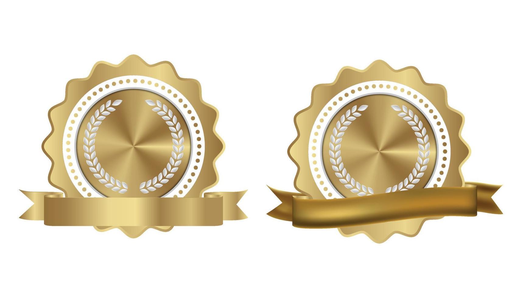 medallas serradas brillantes en blanco vectorial de oro, plata y bronce. vector