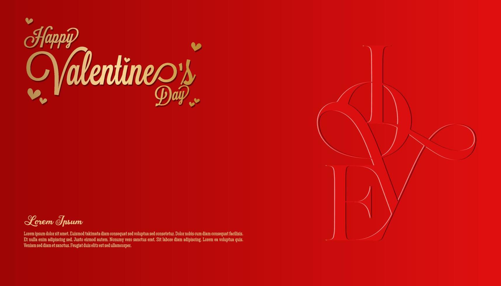 Happy Valentine's Day  february 14 Banner Greeting Card with glossy colors and elegant graphic design vector