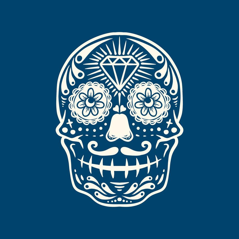 Sugar Skull Cartoon Vector Illustration