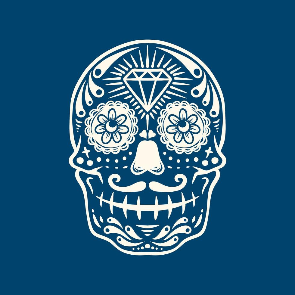 ilustración de vector de dibujos animados de calavera de azúcar