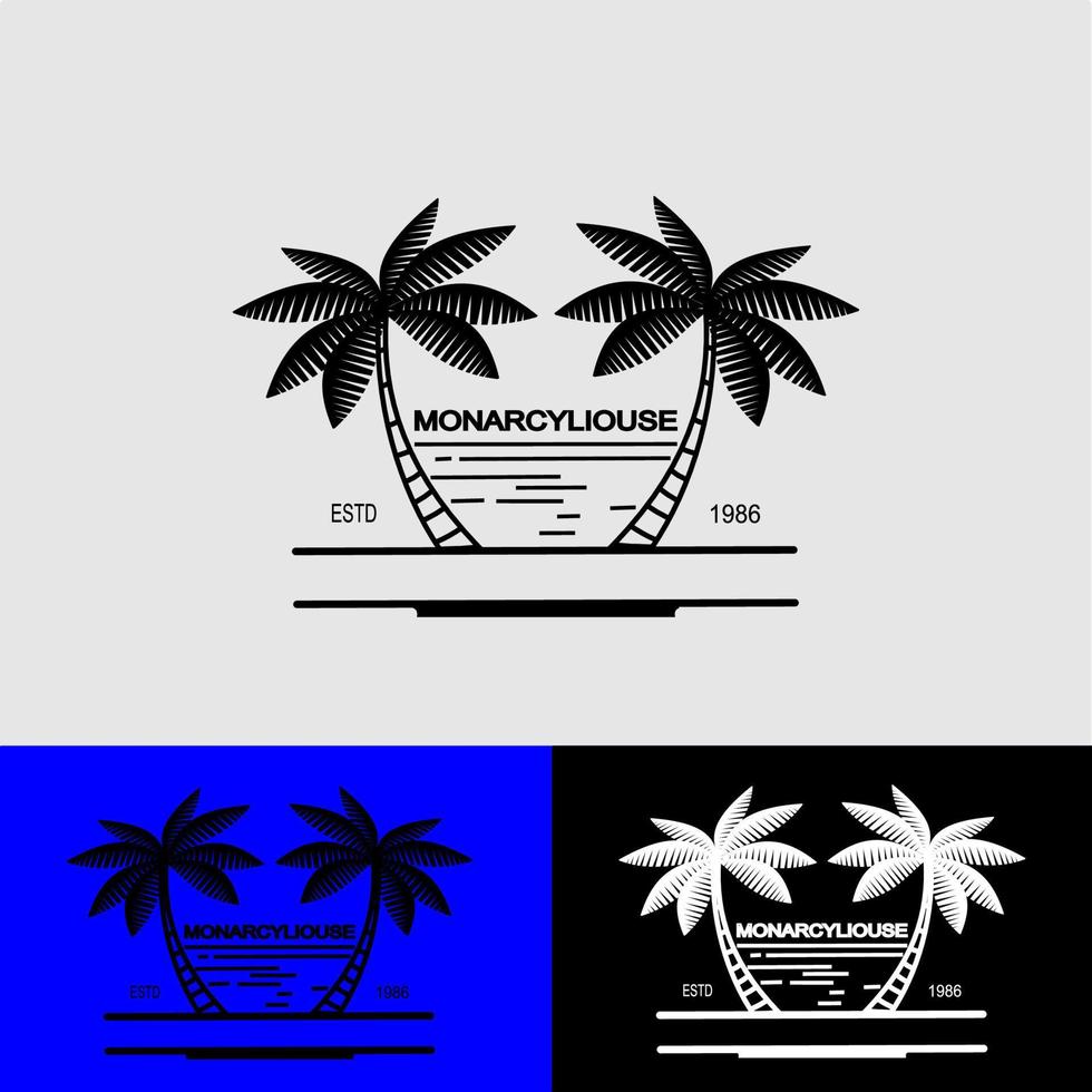 diseño de logotipo de palmera y lago, vector