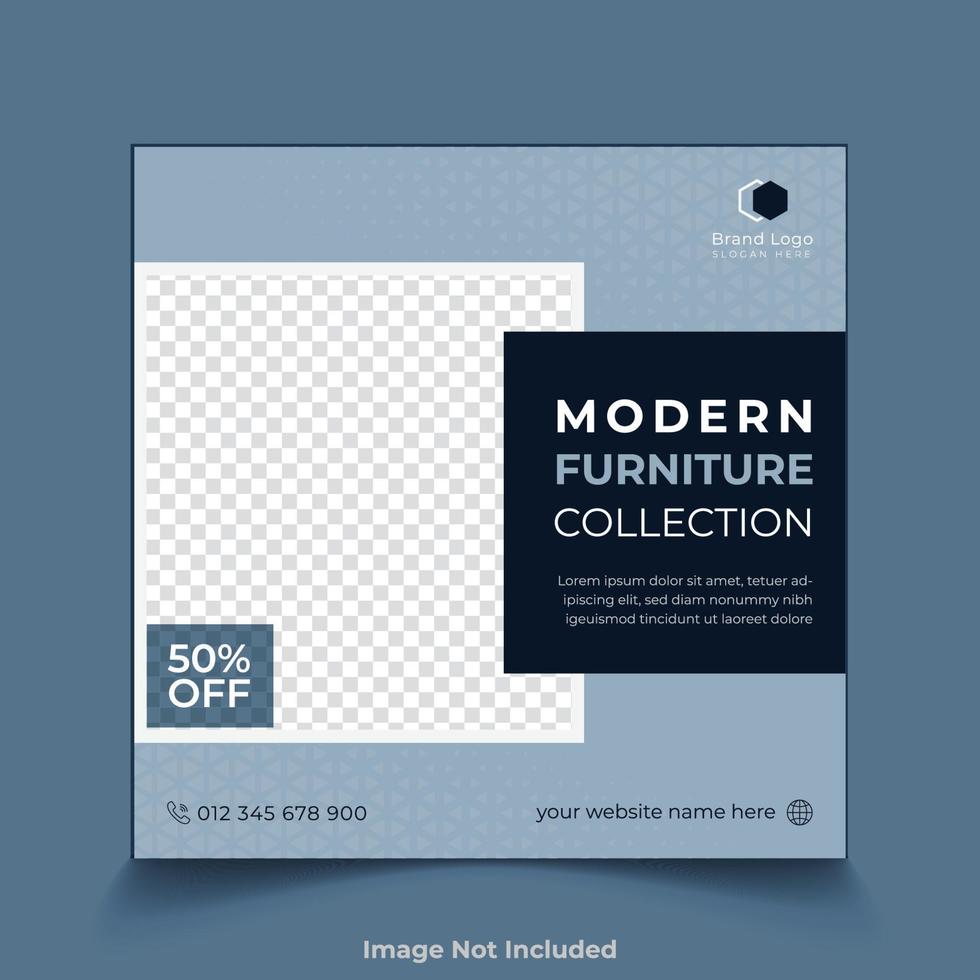 modern home furniture sells social media post design vector