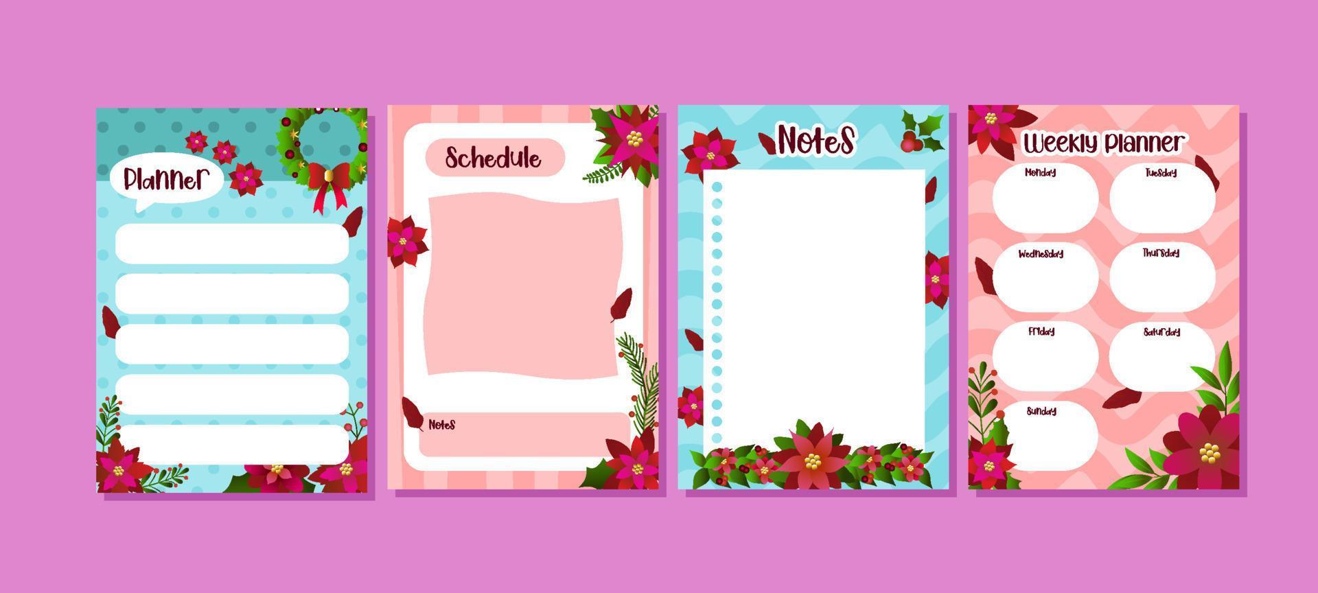 Poinsettias Journal Pages Template vector