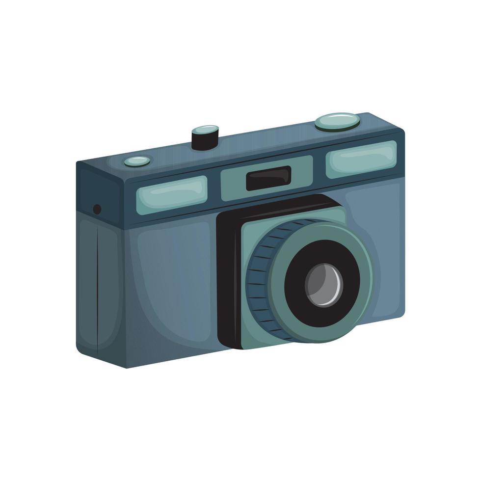 cámara azul cámara de fotos de época. ilustración vectorial aislado sobre fondo blanco. vector