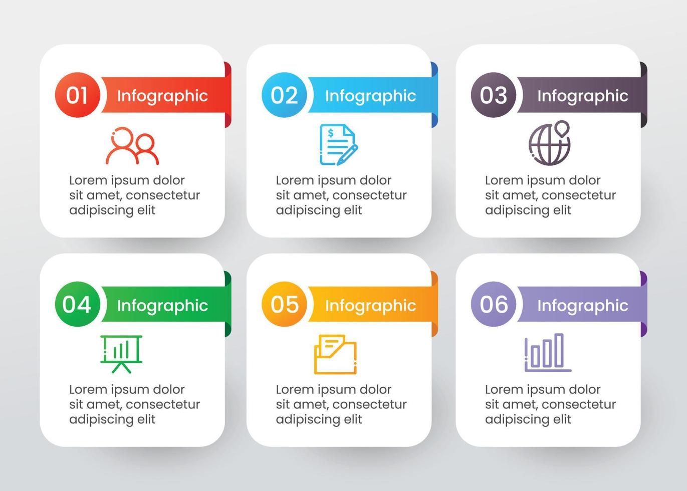 Six steps modern infographic template vector