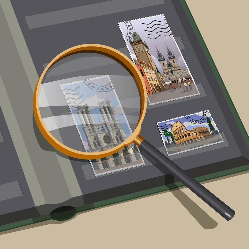 Album with postage stamps. Vector. vector